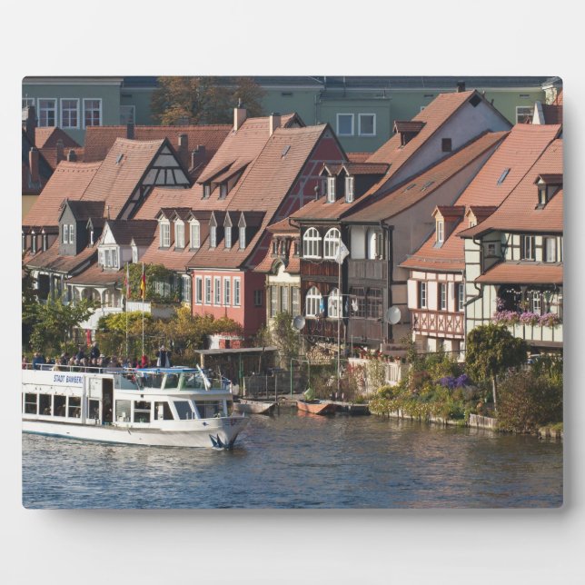 Turm Boat in Little Venice and River Regnitz Fotoplatte (Vorderseite)
