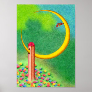 Turm, der den Halbmond gefangen hat. Poster