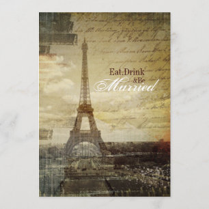 Turm-Hochzeits-Proben-Abendessen Paris Eiffel Einladung