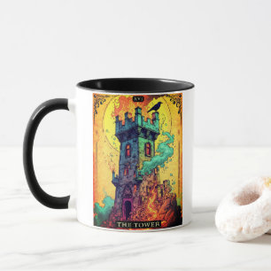 Turm-Illustration auf Tarotkarte Tasse