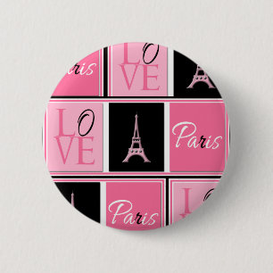 Turm-Liebe-Rosa-Schwarzes Paris Eiffel Button