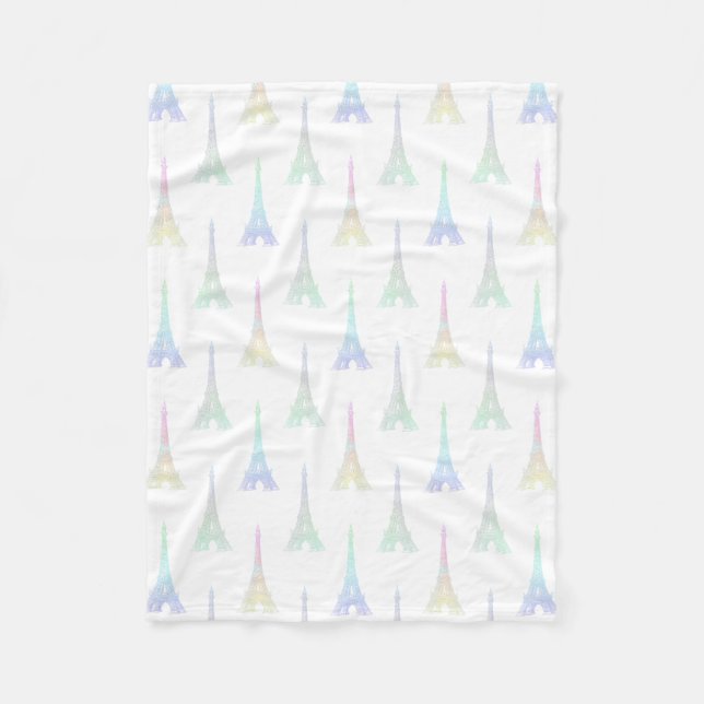 Turm-Pastellregenbogen-Fleece-Decke Paris Eiffel Fleecedecke (Vorderseite)
