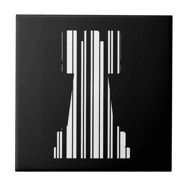 Turm-Schachfigur-Barcode-Spiel Barcode-Muster Fliese (Vorderseite)