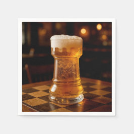 Turm-Schachfigur-Bierglas Serviette