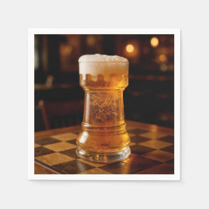 Turm-Schachfigur-Bierglas Serviette