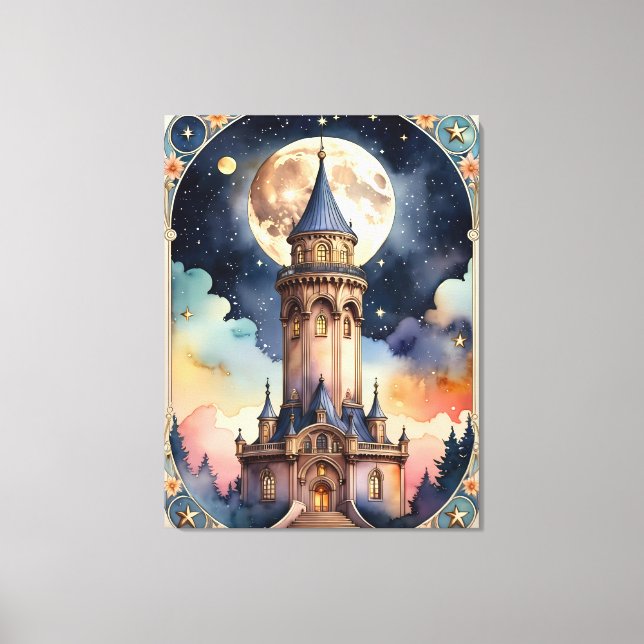 Turm - Tarot inspirierend Bild Leinwanddruck (Vorderseite)