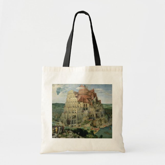 Turm von Babel, 1563 (Öl auf Platte) Tragetasche (Vorne)