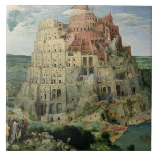 Turm von Babel, 1563 (Öl auf Tafel) Fliese