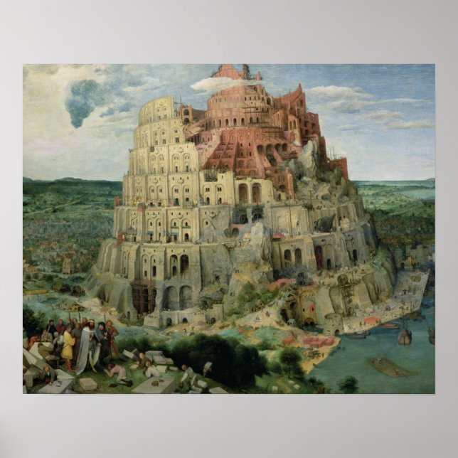 Turm von Babel, 1563 (Öl auf Tafel) Poster (Vorne)