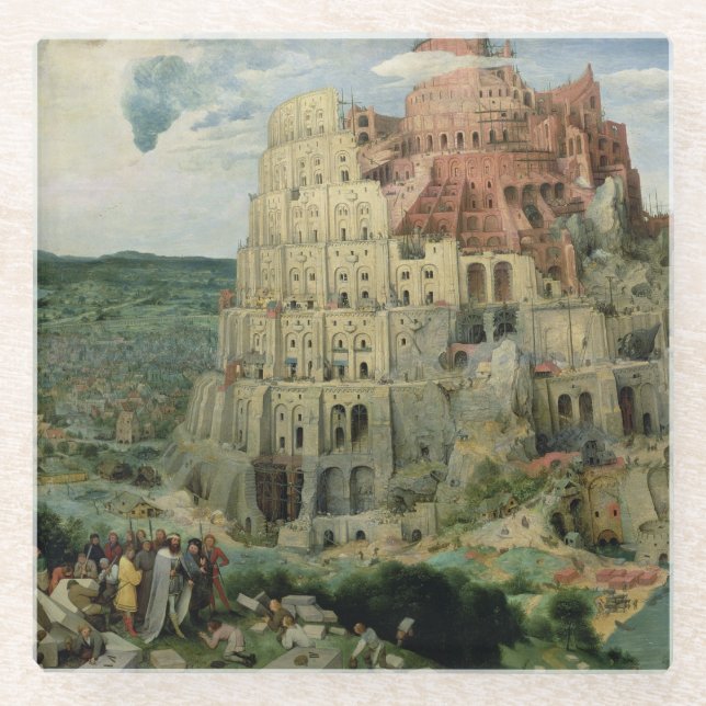 Turm von Babel Glasuntersetzer (Vorderseite)
