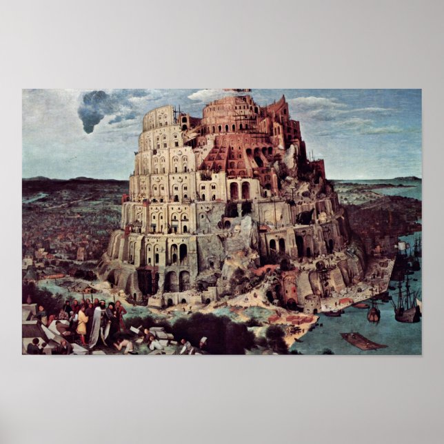 Turm von Babel, von Bruegel D. Ä. Pieter Poster (Vorne)