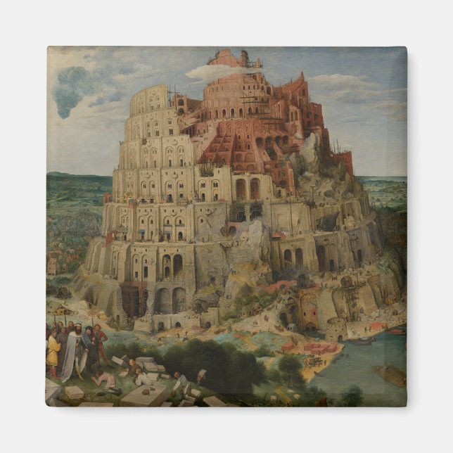 Turm von Babel von Peter Bruegel dem Älteren Magnet (Vorne)
