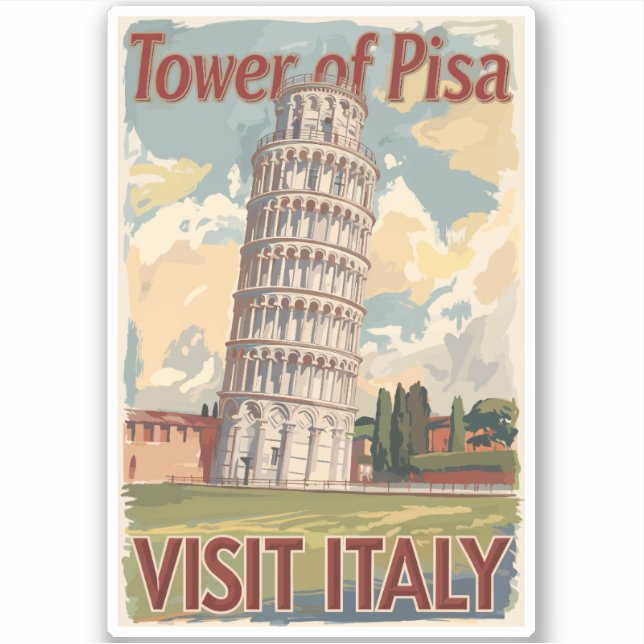 Turm von Pisa Italien Malerischer Rundgang Kunstvo Aufkleber (Vorderseite)