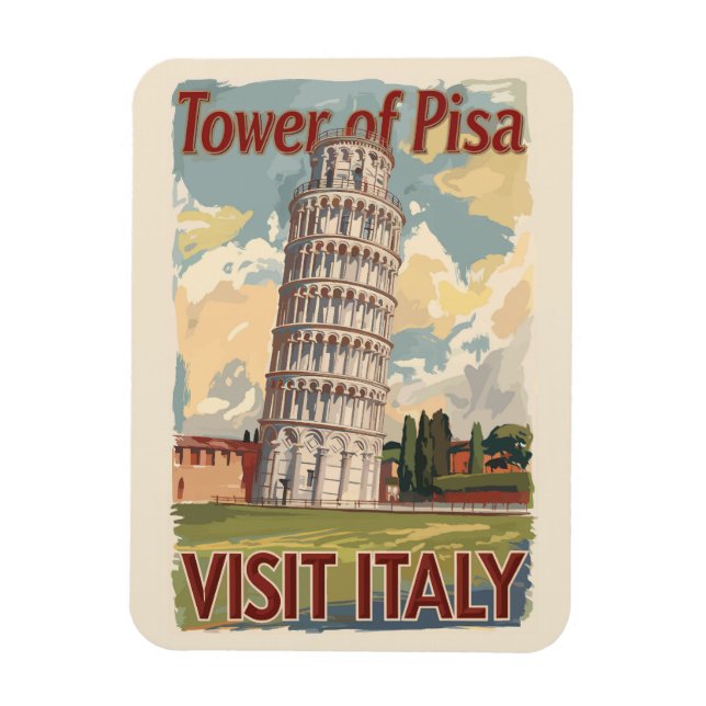 Turm von Pisa Italien Malerischer Rundgang Kunstvo Magnet (Vertikal)