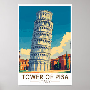 Turm von Pisa Italien Reisen Vintag Poster