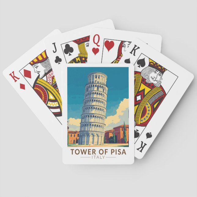 Turm von Pisa Italien Reisen Vintag Spielkarten (Rückseite)