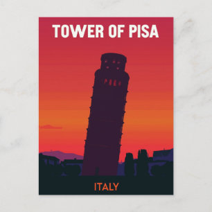 Turm von Pisa Italien Retro-Sonnenuntergang Postkarte