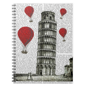 Turm von Pisa und von glühenden Luft-Ballonen Notizblock