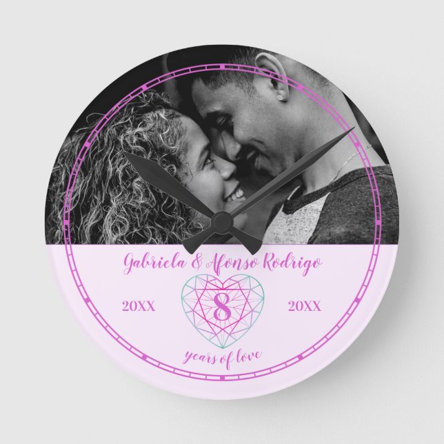 Turmaline-Hochzeitstil-Herzjuwel Runde Wanduhr (Vorderseite)