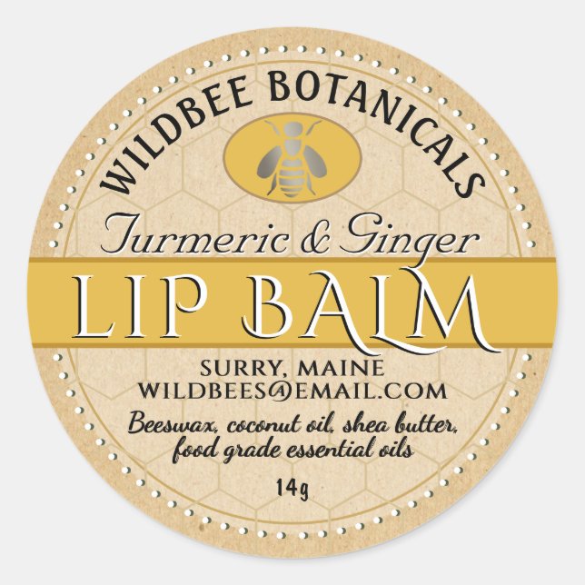 Turmerer Kraft-Bienenwachs-Lippenbalsam mit gepunk Runder Aufkleber (Vorderseite)