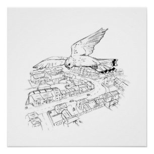 Turmfalke über der Stadt (Teil 2 eines Sets) Poster