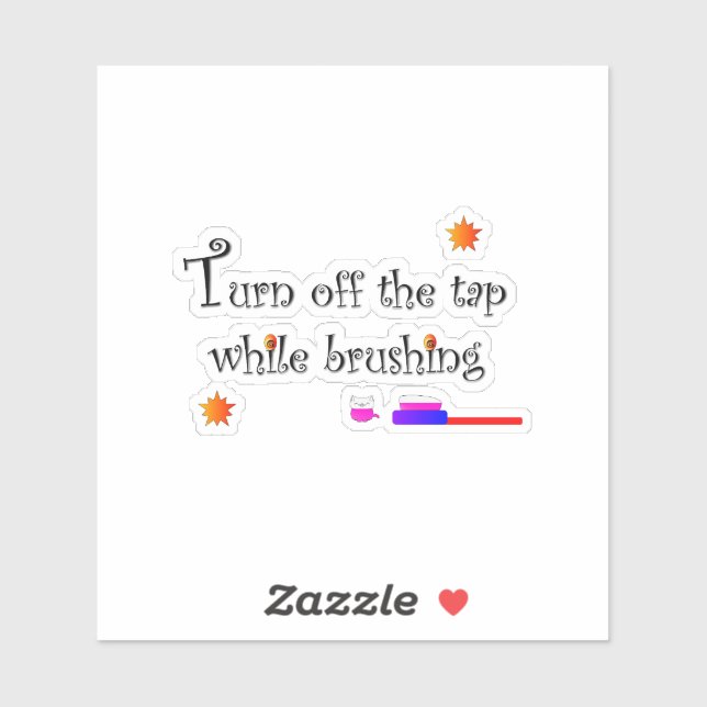 Turn off the tap while brushing sticker (Feuille)