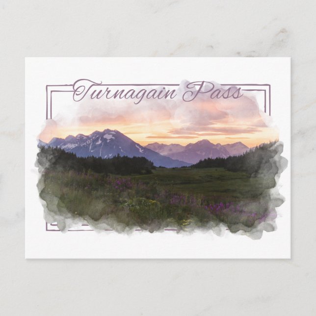 Turnagain Pass Alaskan Watercolor Postkarte (Vorderseite)
