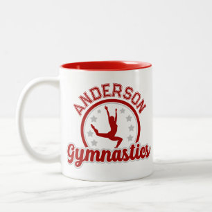 Turnen ADD NAME Turner Sprung Boden Athlet  Zweifarbige Tasse