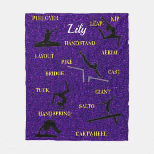 Turnen Fähigkeiten Lila Funkeln Typografie Fleecedecke