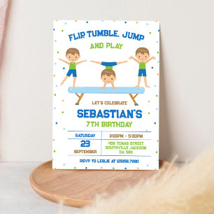 Turnen Flip Tumble Jump Geburtstagseinladung Einladung
