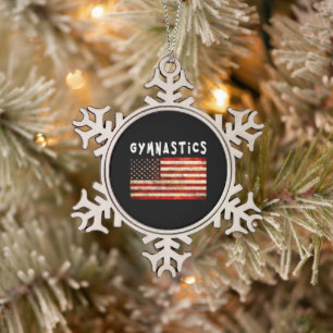 Turnen Grunge Amerikanische USA-Flagge Schneeflocken Zinn-Ornament