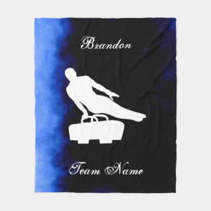 Turnen Jungen Schwarz, Blau, Weiß mit Teamname Fleecedecke