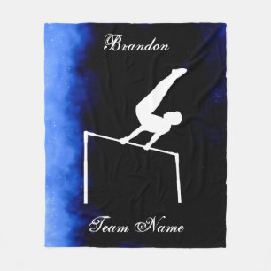 Turnen Jungen Schwarz, Blau, Weiß mit Teamname Fleecedecke