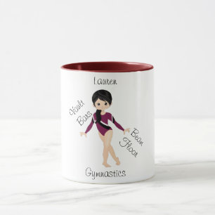 Turnen Schwarze Haare, braune Augen, Burgunder Löw Tasse