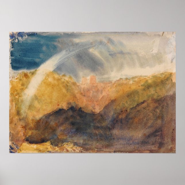 Turner - Burg Crichton, Berg mit Regenbogen Poster (Vorne)
