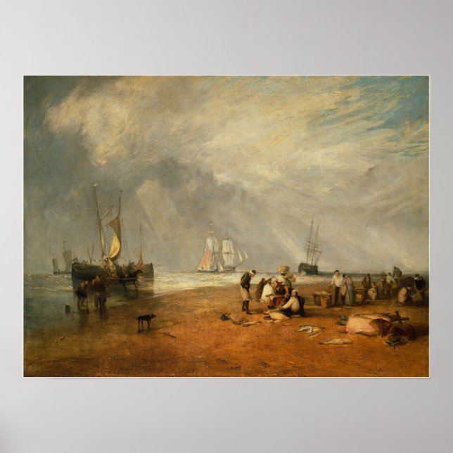 Turner - Fischmarkt am Strand von Hastings Poster (Vorne)