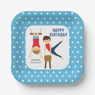 Turner-Jungen Geburtstag Papier-Teller Punkte Pappteller