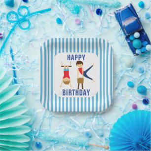 Turner Jungen Geburtstag Papier Teller Streifen