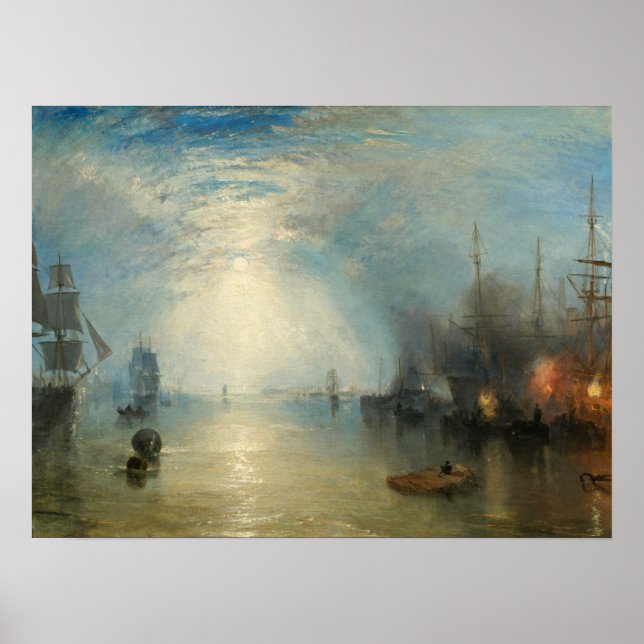 Turner - Keelmen, die von Mondlicht in Kohle erhit Poster (Vorne)