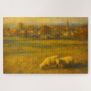 Turner Stil Englische Schaf-Landschaft-Puzzle