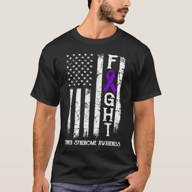 Turner Syndrom Warrior US Flag T-Shirt (Vorderseite)