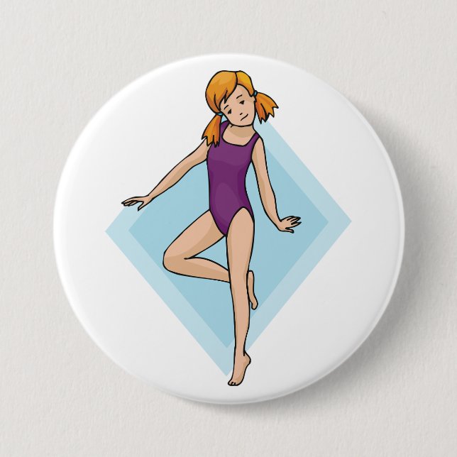 Turnerin in lila Leotard Button (Vorderseite)