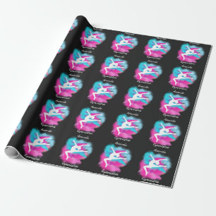 Turnhalle Sprung Pink Blau Farb Bombe mit Namen Geschenkpapier