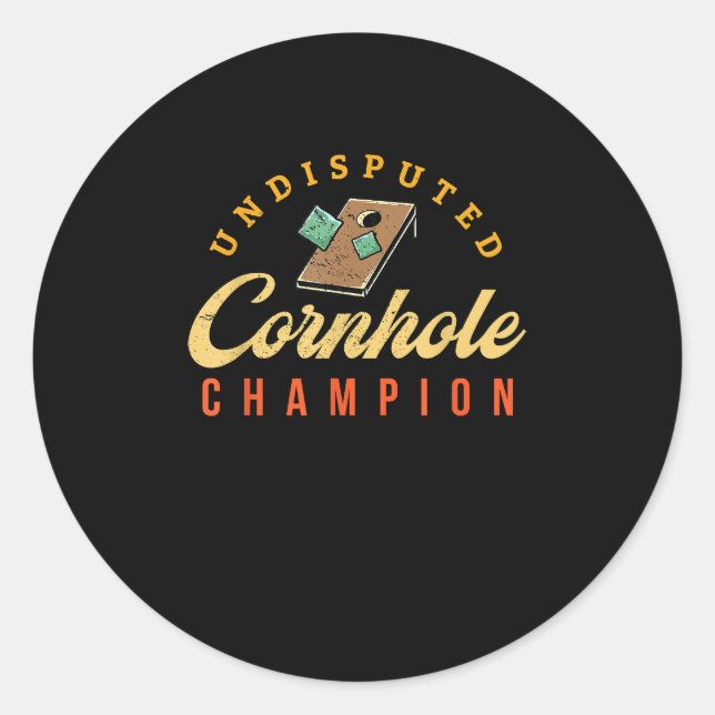 Turnier Win Cornhole Champ Runder Aufkleber (Vorderseite)