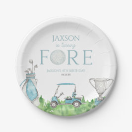 Turning Fore Blue Golf 4. Geburtstag Party Pappteller