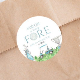 Turning Fore Blue Golf 4. Geburtstag Party Runder Aufkleber