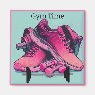 Turnschuhe mit Langhantel Trainingszeit Magnet