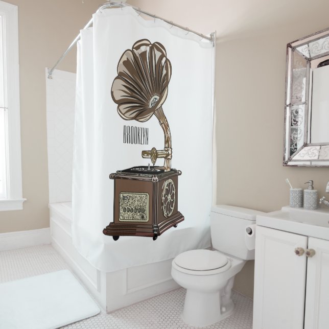 Turntable Cartoon Duschvorhang (Beispiel)