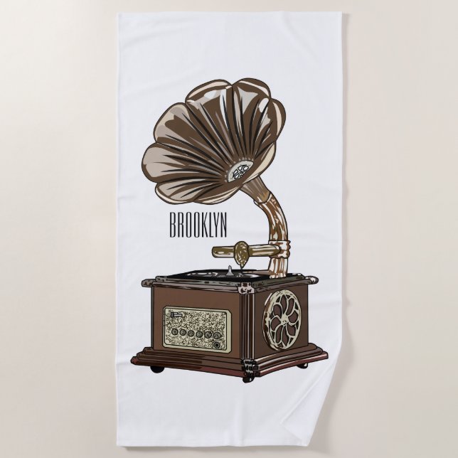 Turntable Cartoon Strandtuch (Vorderseite)