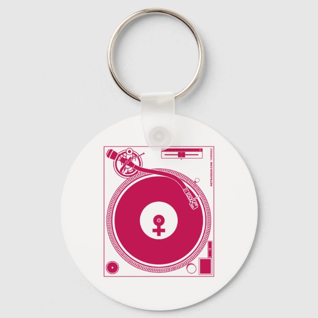 Turntable Deck für weibliche Symbole - DJ Disk Joc Schlüsselanhänger (Vorderseite)